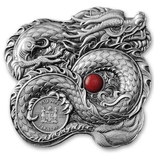 China Whiskered Dragon 1 Oz Ultra High Relief Silver Stacker - Image 2