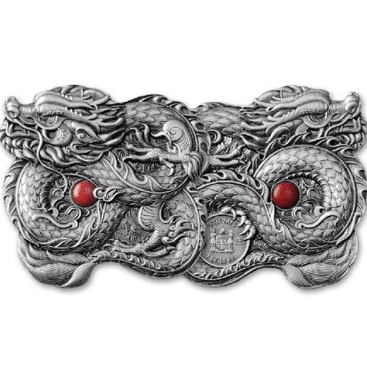 China Whiskered Dragon 1 Oz Ultra High Relief Silver Stacker - Image 3