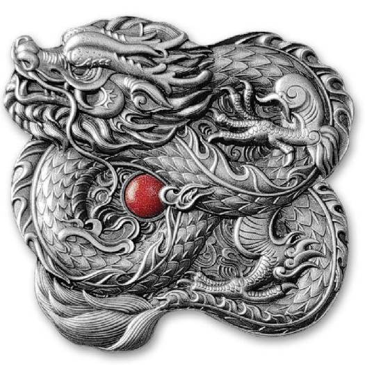 China Whiskered Dragon 1 Oz Ultra High Relief Silver Stacker