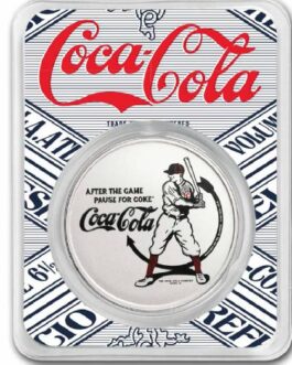Coca-Cola® Vintage Batter Up 1 oz Silver Colorized Round in TEP